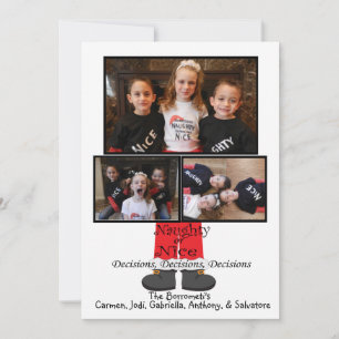 Naughty eller Nice Photo jul Card Julkort