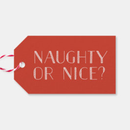 Naughty eller Nice Red Rand julgåva Märkre Presentetikett
