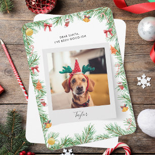Naughty eller Nice Rolig hund Photo jul Julkort