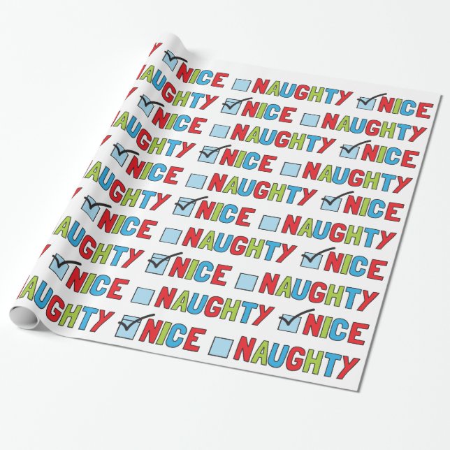 Naughty eller Nice Roligt Jul Wrapping Papper Presentpapper (Utrullad)
