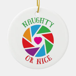 Naughty eller Nice Santa Cam Funny Modern jul Julgransprydnad Keramik