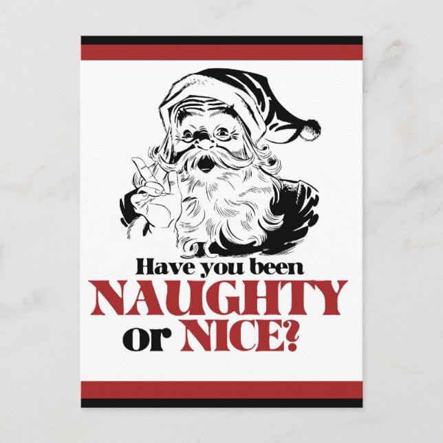 Naughty eller Nice Santa Helg Vykort (Framsida)
