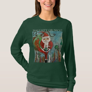 Naughty eller Nice Santa och Krampus Art T Shirt
