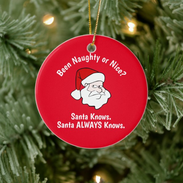 Naughty eller Nice Santa Red Julgransprydnad Keramik (Träd)