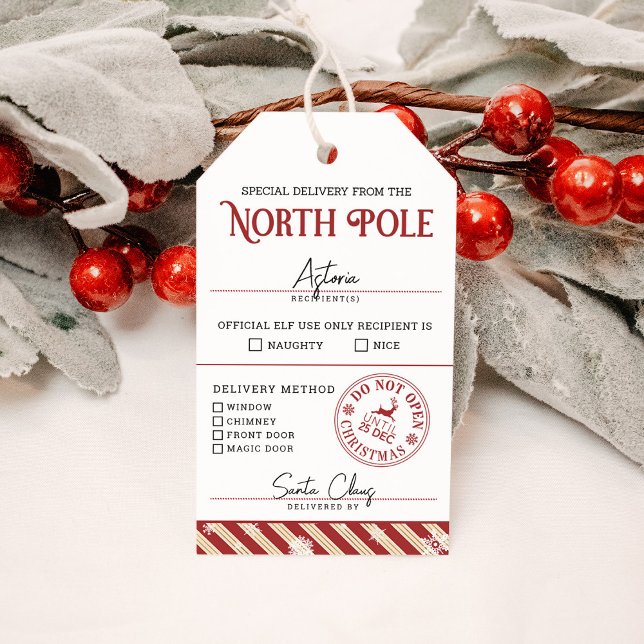 Naughty eller Nice Santa Speciell Delivery Naughty Presentetikett (Skapare uppladdad)