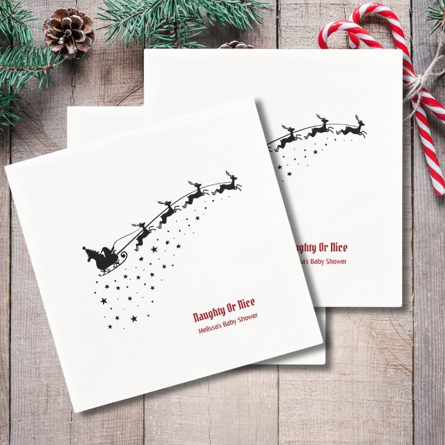 Naughty eller nice Santa's Sleigh Reindeer Pappersservett (Skapare uppladdad)