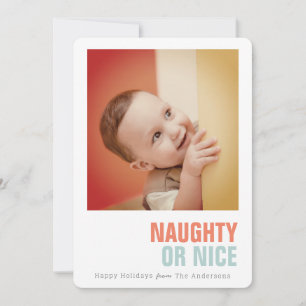 Naughty eller Nice Simple Helgdag Photo Julkort