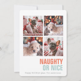 Naughty eller Nice Simple Pet 4 Photos Helgdag Julkort