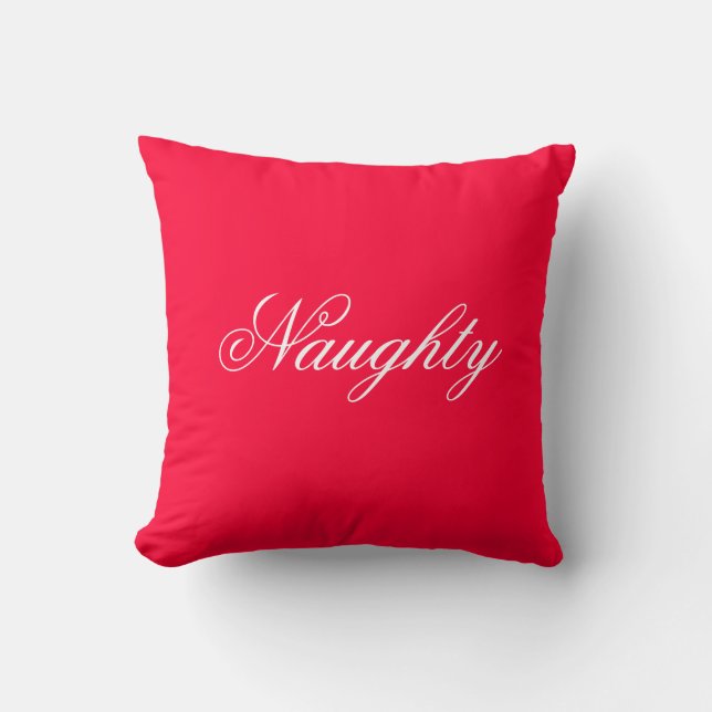 Naughty eller Nice Square Pillow Kudde (Framsida)