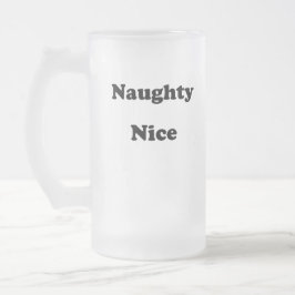 Naughty eller Nice svart lustigt Frostat Ölglas