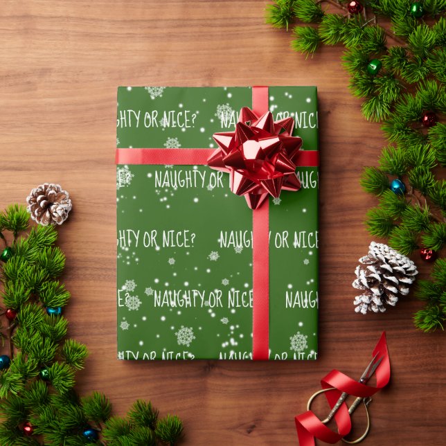 NAUGHTY- ELLER NICE-text i Snöflingor Presentpapper (Julgåva)