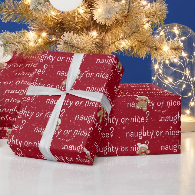 NAUGHTY- ELLER NICE-text med Pepparkaksgubbe Presentpapper (Helgdagar)