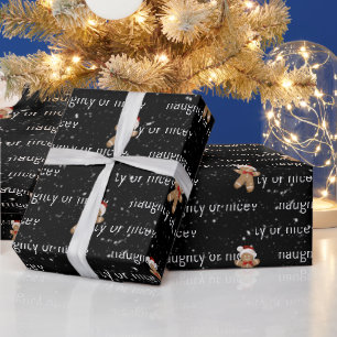 NAUGHTY- ELLER NICE-text med Pepparkaksgubbe Presentpapper