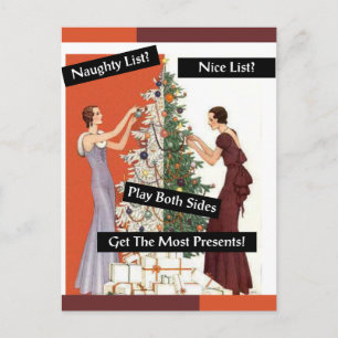 Naughty eller Nice, Vintage, Lusj, Jul Vykort