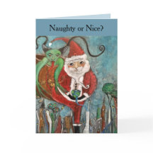 Naughty eller Nice Whimsical Art jul