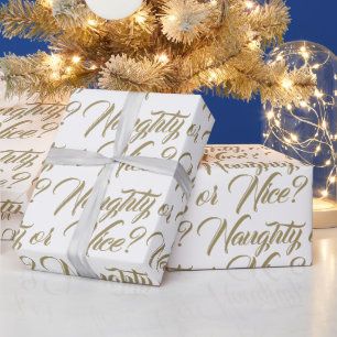 Naughty eller Nice white guld elegant-skript rolig Presentpapper