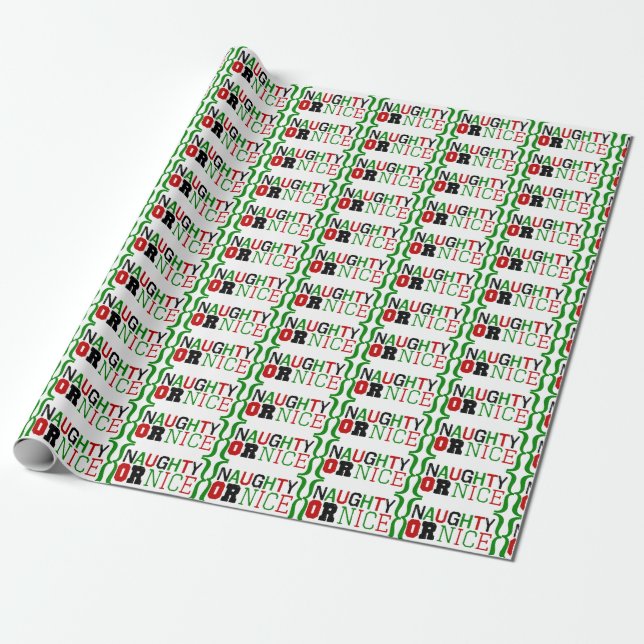 Naughty eller Nice Wrapping Papper Presentpapper (Utrullad)