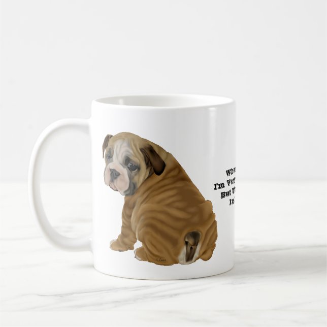 Naughty English Bulldog Puppy Kaffemugg (Vänster)