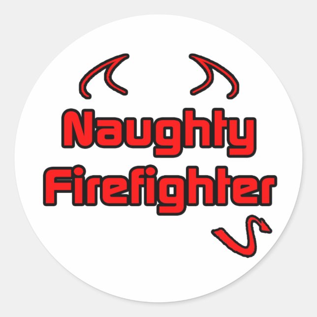 Naughty Firefighter Runt Klistermärke (Framsida)
