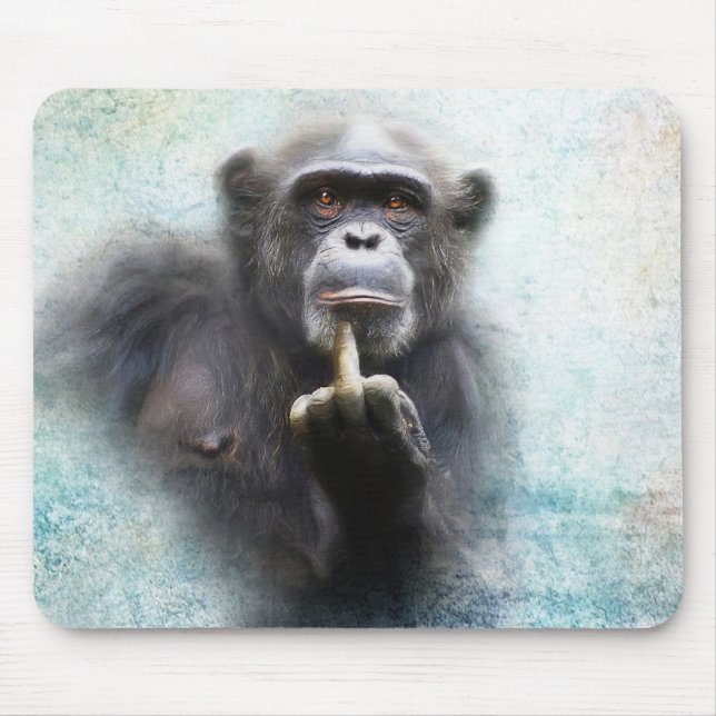 Naughty Funny Chimpanzee Mitten Finger Flip Bird Musmatta (Framsidan)