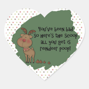 Naughty Funny julklapp Reindeer Poop Gift som säge Hjärtformat Klistermärke
