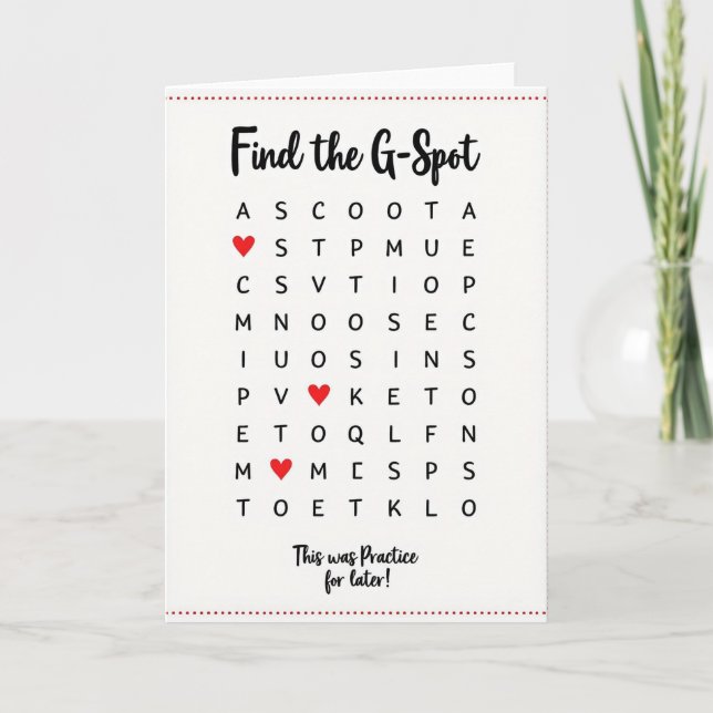 Naughty G Spot Practice Card Kort (Framsida)