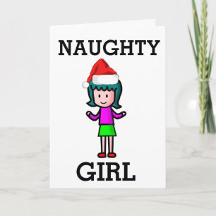 NAUGHTY GIRL FUNNY CHRISTMAS CARD FÖR HENNE KORT