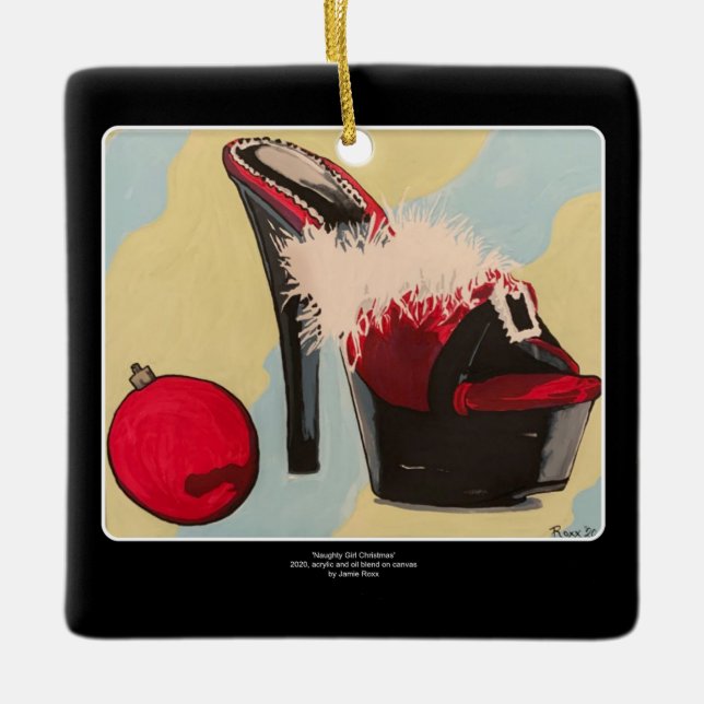 Naughty Girl jul 2020 Painting on a a Julgransprydnad Keramik (Framsida)