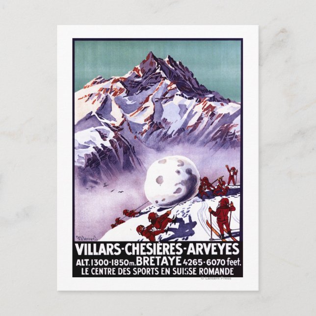 Naughty Gnomes Skapar Giant Snowball Poster Vykort (Framsida)