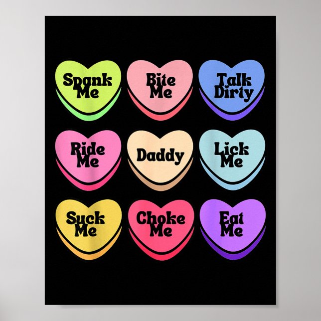 Naughty Heart Candy Daddy Spank Me Adult Humor Cou Poster (Framsidan)