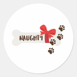 Naughty Hund Bone Runt Klistermärke