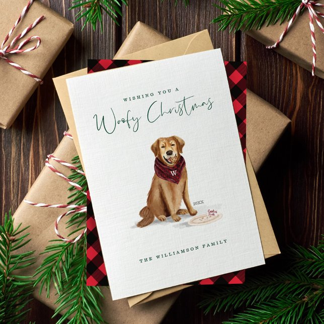 Naughty Hund Golden Retriever jul Cookies Julkort (Naughty Dog Golden Retriever Christmas Cookies Holiday Card)