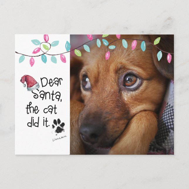 Naughty Hund, kära Santa Brev, Foto Hund Namn Helg Vykort (Framsida)