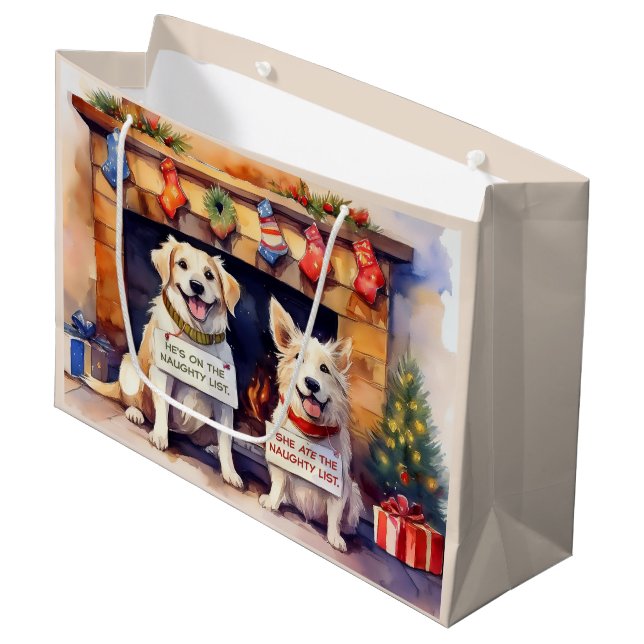 Naughty Hundar jul Gift Bag (Framsidan Vinklad)