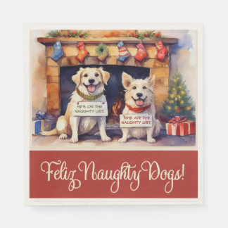 Naughty Hundar jul Papper Napkins Pappersservett