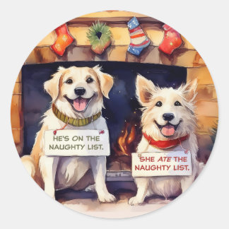 Naughty Hundar julkuvert Seal Stickers Runt Klistermärke