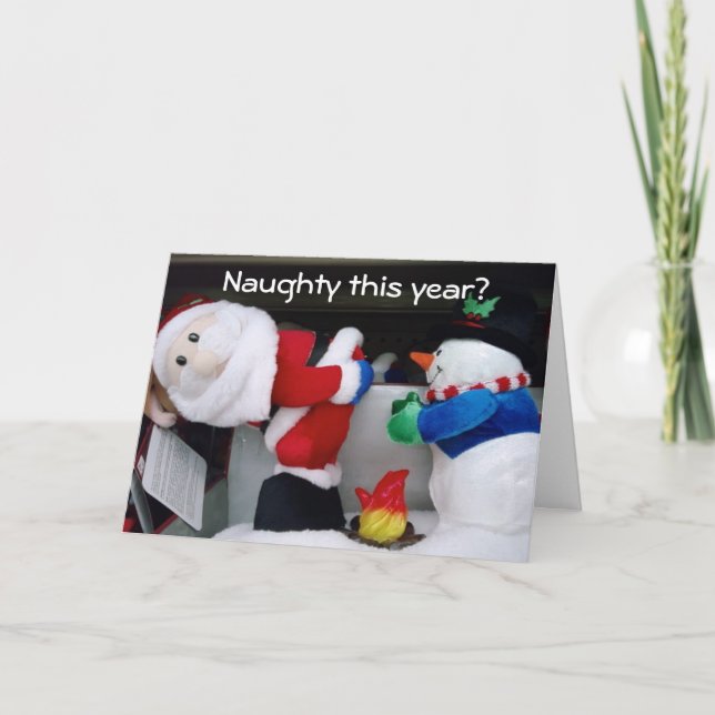 NAUGHTY I ÅR? BRA MED MIG! CHRISTMAS-KORT HELGKORT (Framsida)