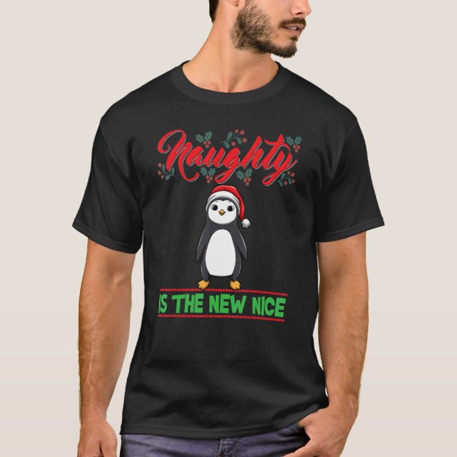 Naughty Is The New Nice Christmas Santa Xmas_31 T Shirt (Framsida)