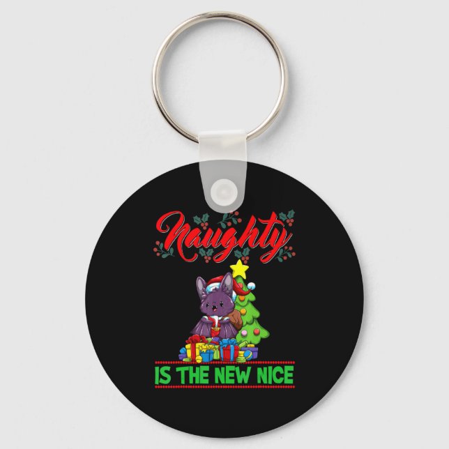Naughty Is The New Nice Christmas Santa Xmas T Shi Nyckelring (Framsida)