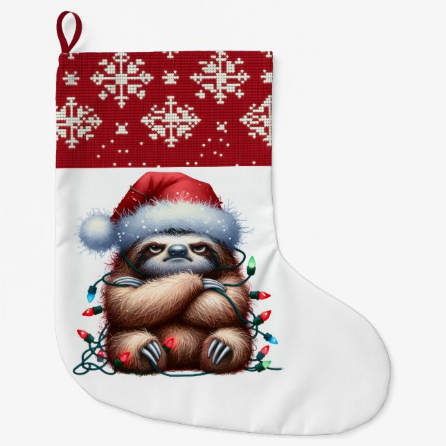 Naughty jul Ljus Sloth Stor Julstrumpa (Framsidan)