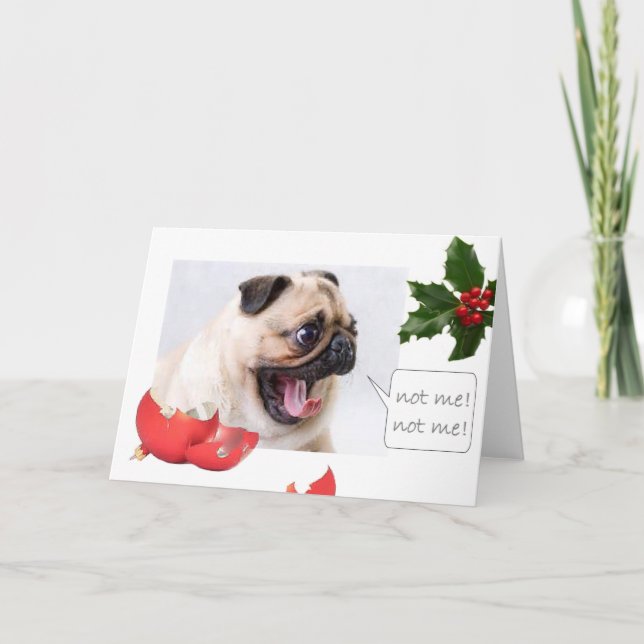 Naughty jul pug helgkort (Framsida)