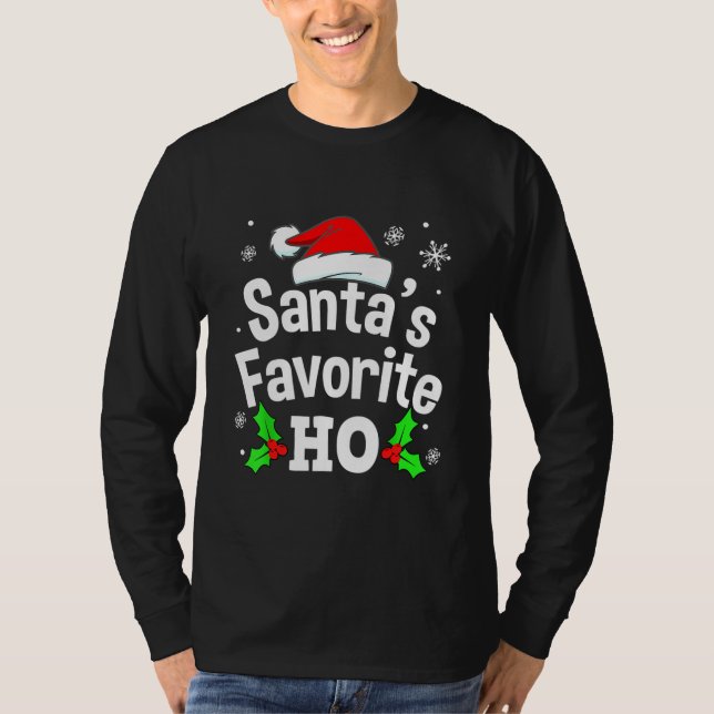 Naughty jul Santa's Favorite Ho Pajama T Shirt (Framsida)