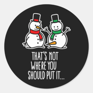 Naughty jul Say Dirty Snögubbe Tecknad Ugl Runt Klistermärke