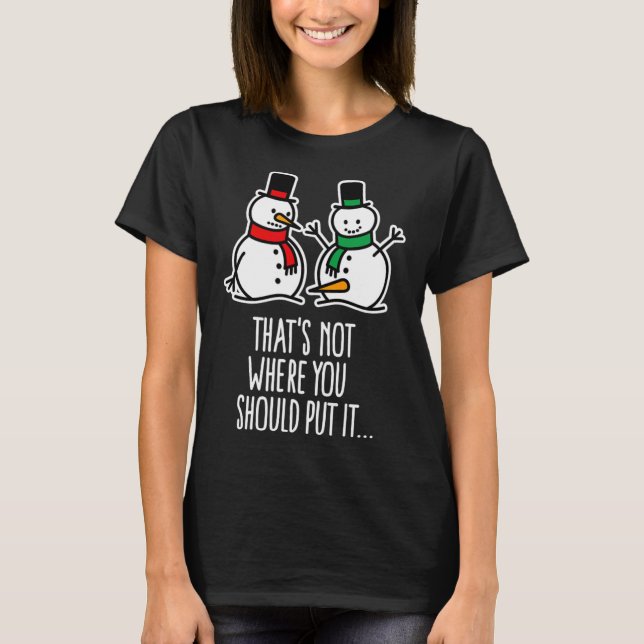 Naughty jul Say Dirty Snögubbe Tecknad Ugl T Shirt (Framsida)