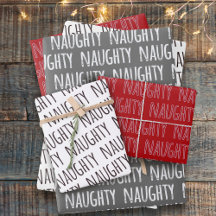Naughty jul Typography Wrapping Papper Lakan