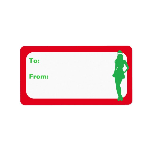 Naughty Julafton Elf Adressetikett (Framsidan)