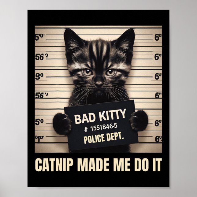 Naughty Kattunge Jail Photo Catnip fick mig att gö Poster (Framsidan)