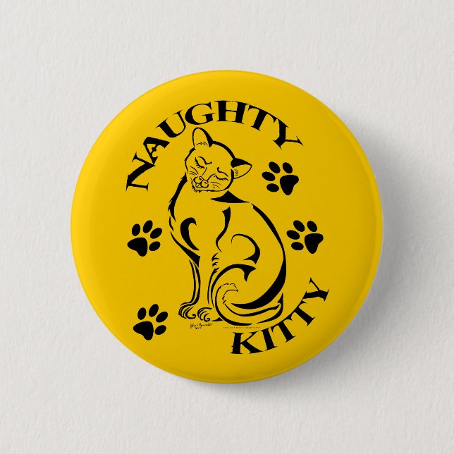 Naughty Kattunge Round Button Knapp (Framsida)