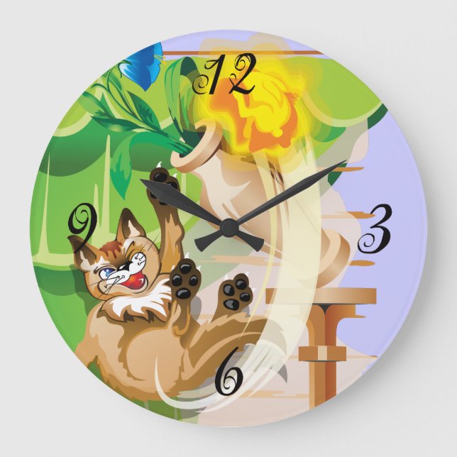 Naughty Kattunge Wall Clock Stor Klocka (Framsida)
