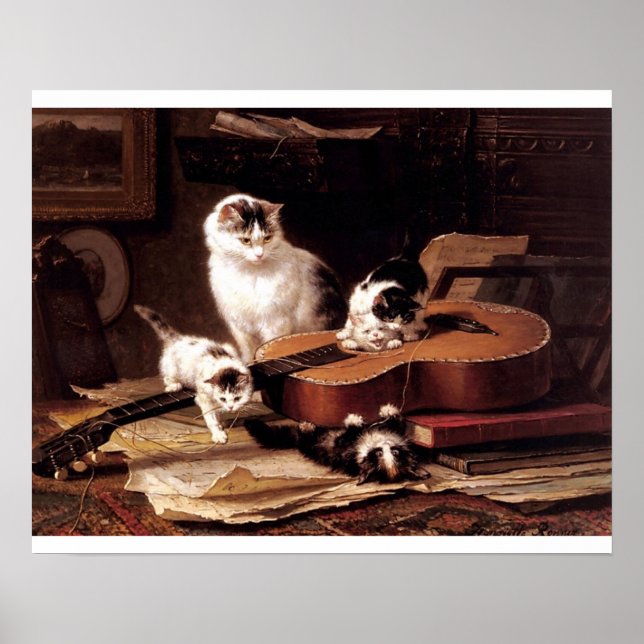 Naughty kittens som spelar gitarr poster (Framsidan)
